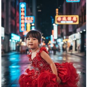 Luxury Red Valentine Pageant Gown for Girls – Couture Birthday Dress (6M–5Y)